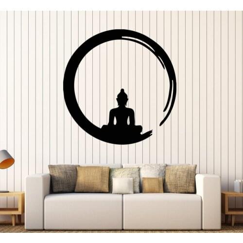 Personality Buddha Vinyl Wall Stickers Decal Buddhism Meditation Circle Enso Zen Religion Wall Tattoo Decor Living Room SA186