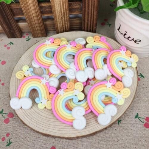 Hot!!! Kawaii Flatback DIY Clay Rainbow Cabochons Flat Back Scrapbooking Accessories Embellishment Decoration Phone Case:38*55mm