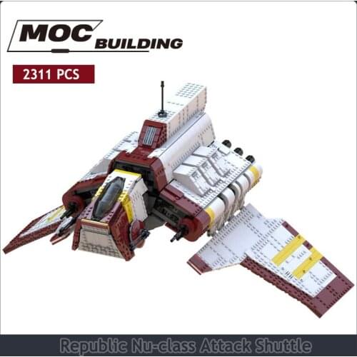 MOC War UCS- Republic Shipbuilding Block Set DIY Space Series Fighter Kids Puzzle Toy Gifts Republic Nu-class Attack Shuttle
