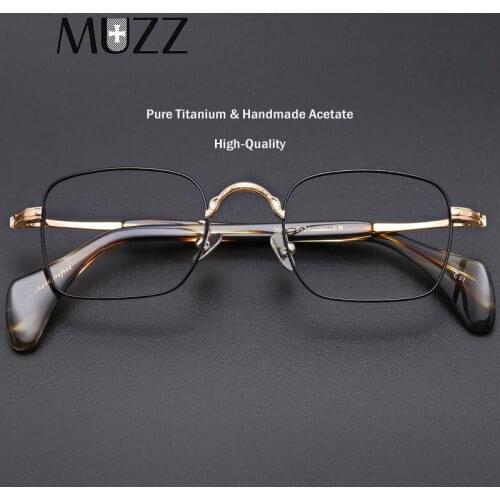 Men Pure Titanium Glasses Frame Japan Luxury Myopia Optical Prescription Handmade Acetate Eyeglasses Retro Women Square Eyewear