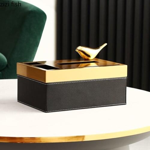 Outer Leather Tissue Box Wood Material Tissue Boxes Dinner Table Paper Towel Organizer Boxes Modern Home Decoration Modern