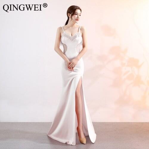 2019 new sling show deity car model nightclub sexy fashion fishtail banquet evening dress, long dress party dress dresses "women