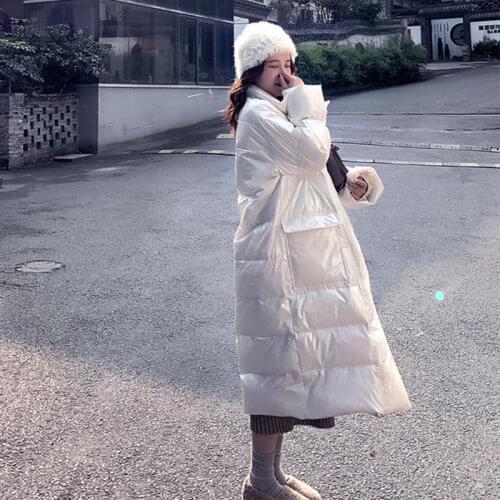 New Korean version of loose medium length over the knee thickened bread coat cotton coat coat coat