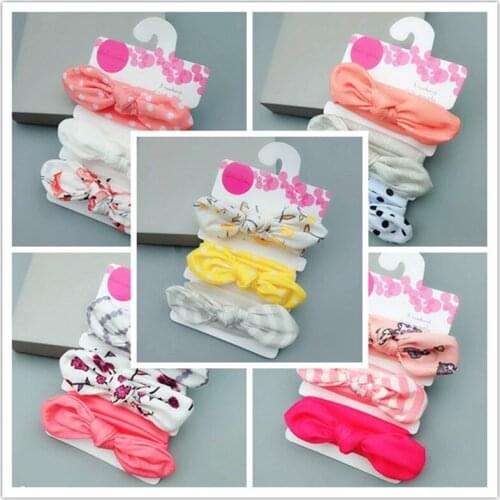 3pcs/lot Childrens Hairband Baby Cotton Headband Combo Set Bowknot Small Ears Headband Baby Girl Accessories