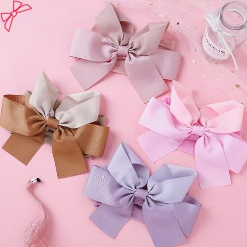 Double Color Big Bows Headband For Girls Grosgrain Ribbon Elastic Nylon Hair Band Toddlers Bowknot Newborn Hair Accessories 2021