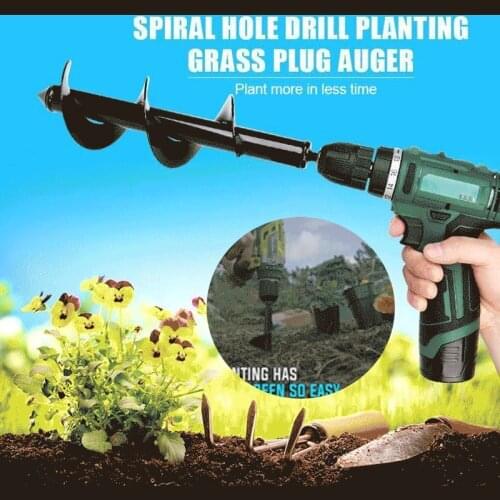 Spiral Hole Drill Planting Grass Plug Auger Multi Functional Planter Drill Grass Garden Seeder Tools Grass Auger for Gardening