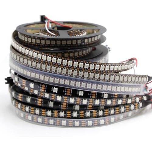 1m 2m 3m 4m 5m WS2812B WS2812 Led Strip Individually Addressable Smart RGB Led Strip Black/White PCB Waterproof IP30/65/67 DC5V
