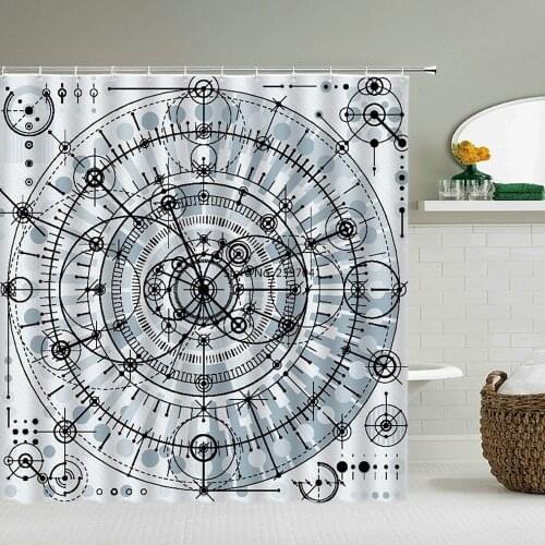 Retro Nautical Constellation Printed 3d Bath Curtains Waterproof Washable Bathroom Shower Curtain Black White Screen With Hooks