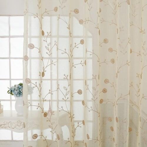 High level European and American style 100% poly embroidered curtains for living room , bed room and children rooms tulle