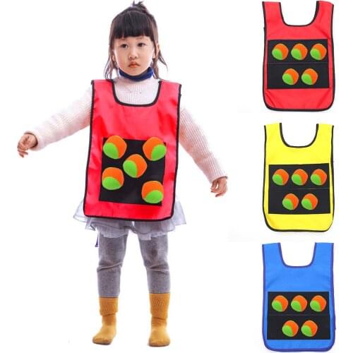Funny Sticky Ball Games Vest Waistcoat with 5pcs Dodgeball Ball for Kindergarten Children Outdoor Activity Supplies