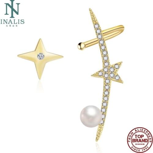 INALIS Stud Earrings For Women Star Shape With Imitation Pearl Earring Creativity Design Party Gift Fashion Jewelry Recommend