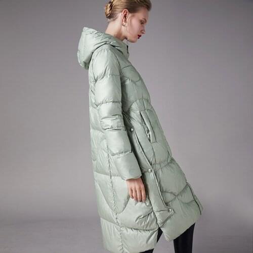 Womens 2019 new down jacket womens thin and slim temperament 90 white duck down Korean hooded womens down jacket