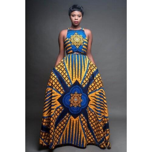 Summer Beach Party Women Vintage Printed O Neck Sleeveless Dress Nightclub Robe Large Swing Long Dress African Clothing Vestido