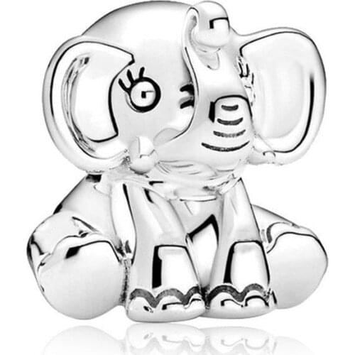 1Pcs New Cute Elephant Pendant DIY Beads Suitable for Original Pandora Charm Bracelet Ladies Jewelry Making Gifts