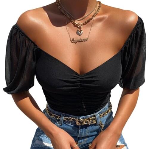 2 Colors Summer Women Sexy Fashion Crop Tops Ladies Short Sleeve Drawstring Ruched Front t-Shirts V-Neck Summer Outfits