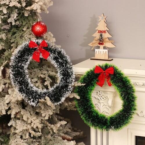 2x 35cm Shining Christmas Wreath Ornament Wall Hanging Decorations Round Pendant Party Festival Accessories Home Decoration