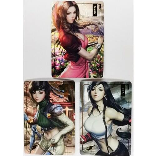 3pcs/set ACG NARUTO Tifa Lockhart Laser Technology Toys Hobbies Hobby Collectibles Game Collection Anime Cards