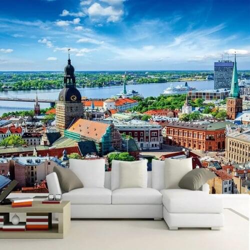 Custom Any Size 3D European Town Blue Sky Beautiful City Murals 3D Wallpaper Bedroom Living Room TV Decoration Wall Cloth Fresco