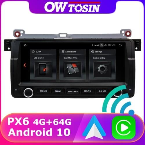 8.8" 1280*480P PX6 4+64G Car DVD Media For BMW 3 Series E46 M3 E46 3er 318 320 325 Rover 75 MG ZT 1998-2006 GPS Android 10 Radio