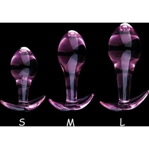 Small Pink Glass Anal Plug Prostate Massage Dilatador Anal Ball Smooth Crystal Glass Butt Plug Anal Sex Toys For Couples