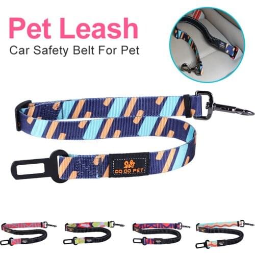 Elastic Force Pet Dog Car Seat Belt Adjustable Printing Dogs Lead Clip Leash Explosion-Proof Cat Dog Safety Leashes Dogs Leash