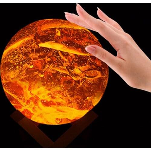 BEIAIDI Flame Design 3D Moon Lamp Colorful Change Planet Night Lamp USB Rechargeable Bedside Moon Table Lamp For Baby Kids Gift
