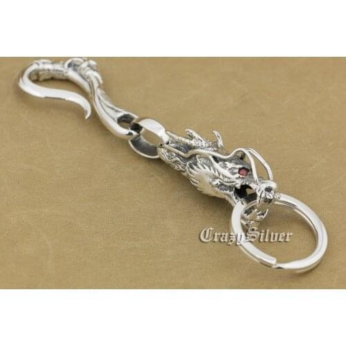 Dragon Claw KeyRing Hook 925 Sterling SilverMens Biker Rock Punk KeyChain 8C019KC
