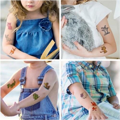 Cartoon Animals Children Temporary Tattoo Sticker Waterproof Fashion Fake Body Art Tattoos Kids Face