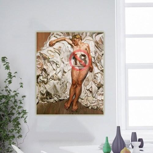 Standing by the Rags by Lucian Freud Canvas Oil Painting Artwork Aesthetic Decorative Picture Wall Hanging Decor Home Decoration