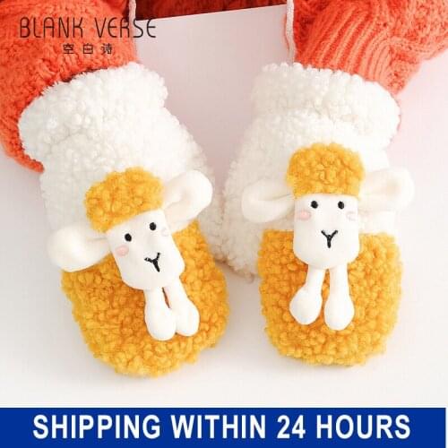 Three piece Thick Warm Kids Glove Hat Bib Set Winter Finger Mittens Boy Girls Warm Ski Gloves Cute Cartoon Baby kids Gloves Hat