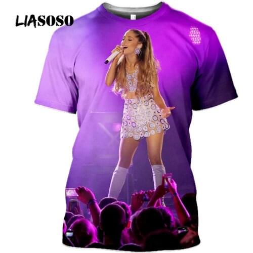 LIASOSO Ariana Grande T-shirt 3D Print Men Women Fun Blouse Sexy Female Singer T Shirt Summer Fashion Clothing O-neck Tee Shirt