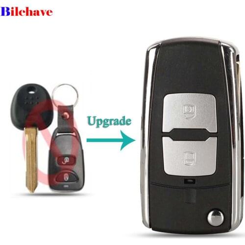 Bilchave Modified 2Buttons Flip Remote Car key Shell Fob Case For Hyundai Elantra Santa FE Atos Traje For KIA With Right Blade