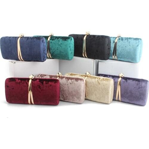 Fashion Elegant Women Handbag Vintage Velvet Evening Clutch Wedding Bridal Purse Bag With Chain Shoulder Bag bolsa feminina