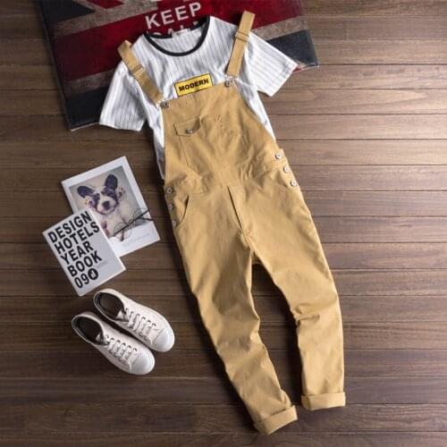 Fashion Mens Casual Suspender Overalls Pants Jumpsuits Cotton Trousers Rompers Summer Plus Size S-5XL 5Colors 2020 New