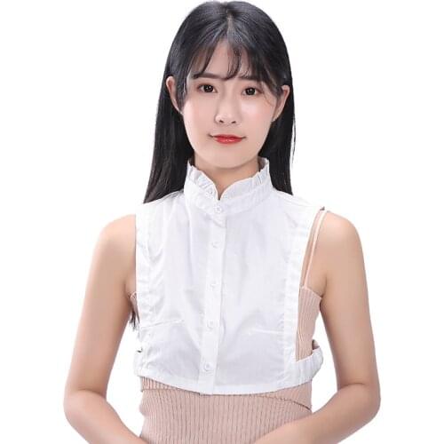 Linbaiway Shirt Fake Collar Women White False Collar Tie Detachable Collar Lapel Blouse Top Women Half Shirt Clothes Decor
