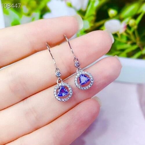 New Arrival Natural and Real Tanzanite Earring 925 sterling silver Fahshion Natural Tanzanite Earring