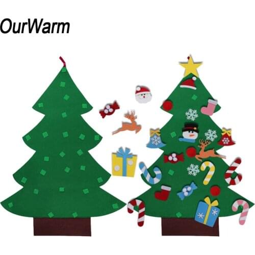 OurWarm New Year Decorations Kids DIY Felt Christmas Tree Xmas Hanging Ornaments Home Decor Children Christmas Gift Toys