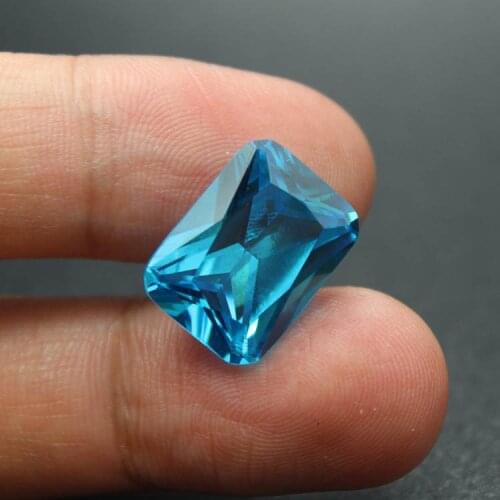 Faceted rectangle shape radiant cut sky-blue loose stone sea blue stone beads DIY jewelry making