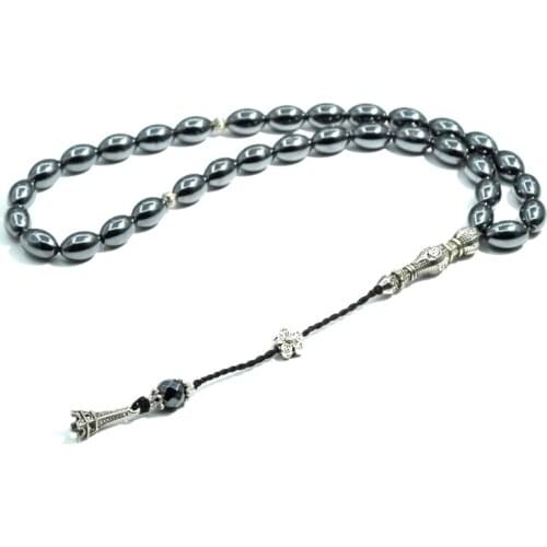 Wholesale Muslim Taisbyha Rosary 8*12mm Exhausted black gallstone Excellent iron stone counter for Muslim brothers Free Shipping