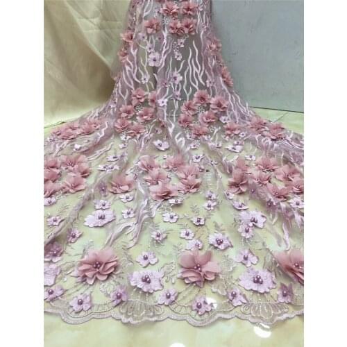 Wholesale YG-658 French Net Lace Fabric 3D Flower African Tulle Mesh Lace Fabric High Quality African Lace Fabric