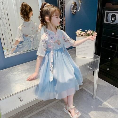 Girls Dress New Spring and Autumn Childrens Summer Clothes Antique Dress Fairy Girl Tang Suit
