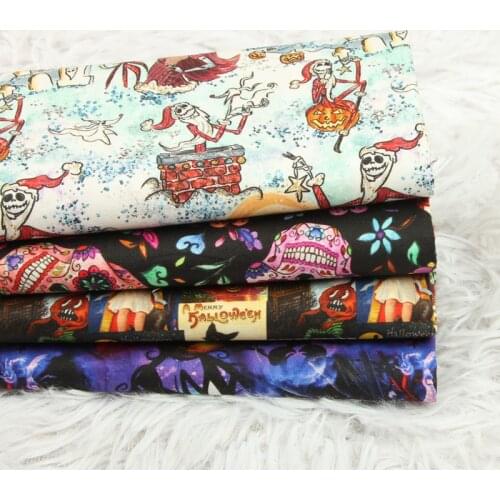 Half yard Plain Cotton Fabric Chrismas Skull Printing Fabric Diy Bag Clothing Fabric Sewing Quilting Fabrics For Patchwork