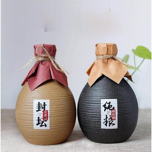Coarse Pottery Flagon Flask Vintage Japanese Hip Flask Flagon Liquor Bottle Sake Bottle Butelki Na Alkohol Drinkware ED50JH