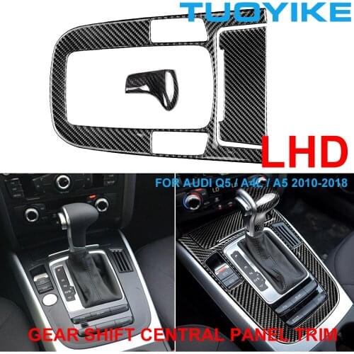 3pcs/set LHD Car Styling Real Carbon Fiber Gear Shift Knob Console Central Panel Cover Trim Sticker For Audi Q5 A4L A5 2010-2018