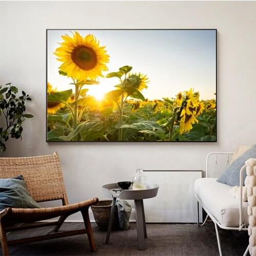 Korean style Classical Sunflower Modern Canvas Painting on Canvas Poster Wall Art Picture Living Room Home Decor Free shipping