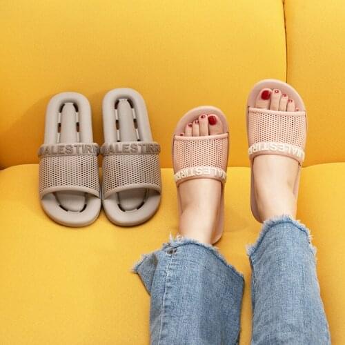 Slippers Womens Household Silent Breathable Couple Slippers Home Leaking Bathroom Slippers Men Man Shoes