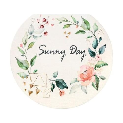 Japanese Style Round Carpet Plant Flowers Living Room Decoration Soft Mat