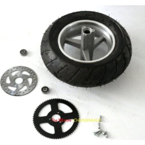 90/65-6.5 tubeless /vacuum tire Rear Wheels with Brake Disc rear sprocket for 47cc/49cc 2 stoke Mini pocket bike wheel & dis