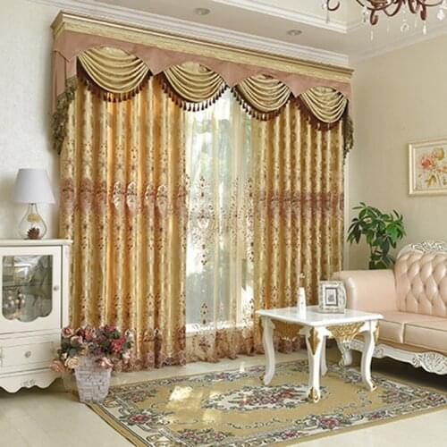 Slow Soul Yellow Coffee Hollow Embroidered Curtains Europe Floral Curtain Cortinas For Living Room Tulle Kitchen Bedroom
