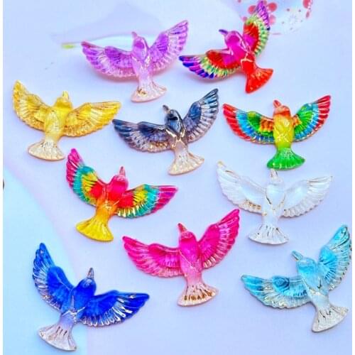 10Pcs Cute Mini There Is A Hole Lin The Bird Acrylic Flat Back Art Supply Decoration Charm Craft Hair Bow Center Scrapbook H500